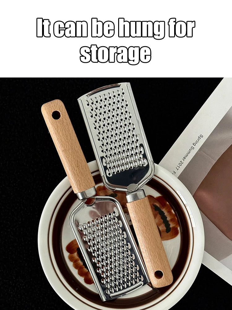 1PC Kitchen Gadgets: Wooden Handle Grater, Small Kitchenware, Stainless Steel Baking Utensils