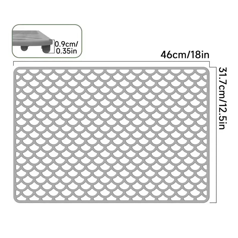Kitchen Silicone Sink Protector Mat Foldable Anti Slip Tableware Drainage Drying Mats Household Multi Functional Desk Pad