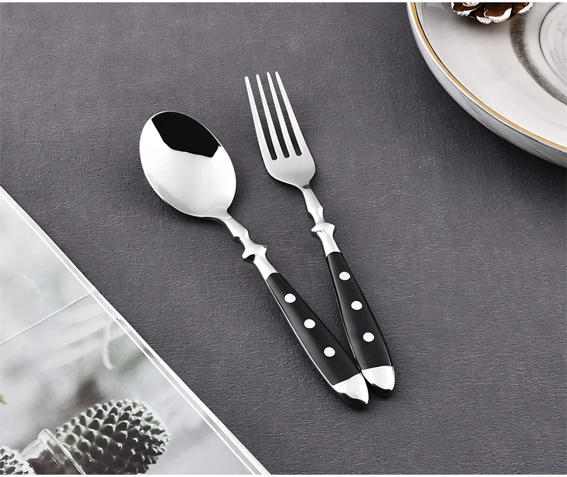 Hotel Western Cutlery Set Stainless Steel Complete Tableware Fork Spoon Knife Full Service Dish Dining Wooden Handle Kitchen