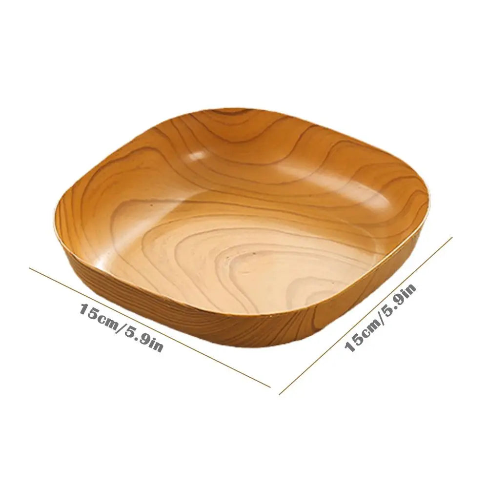 Kitchen Wood Grain Plastic Square Tray Plate Dried Fruit Fruit Cake Snack Plates Simple Snack Tea Art Dish Bone Spitting Dish