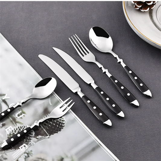 Hotel Western Cutlery Set Stainless Steel Complete Tableware Fork Spoon Knife Full Service Dish Dining Wooden Handle Kitchen