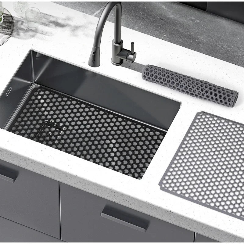 Kitchen Silicone Sink Protector Mat Foldable Anti Slip Tableware Drainage Drying Mats Household Multi Functional Desk Pad