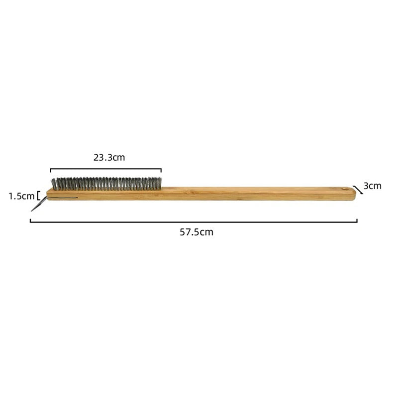 Kitchen Pizza Oven Copper Brush Wood Handle Bristle Brass Grill Cleaning Small Brush For Oven Cleaner