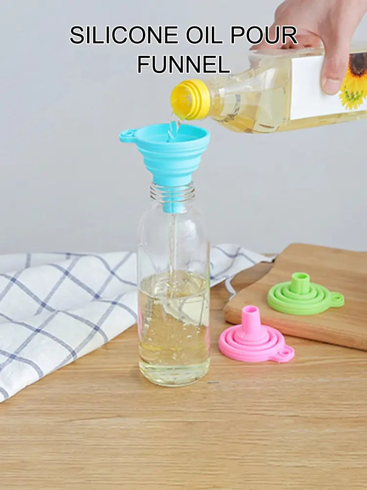Kitchen Funnel Set, Kitchen Gadget Accessories Foldable Silicone Foldable Funnel for Filling Water Bottles With Liquid Transfer