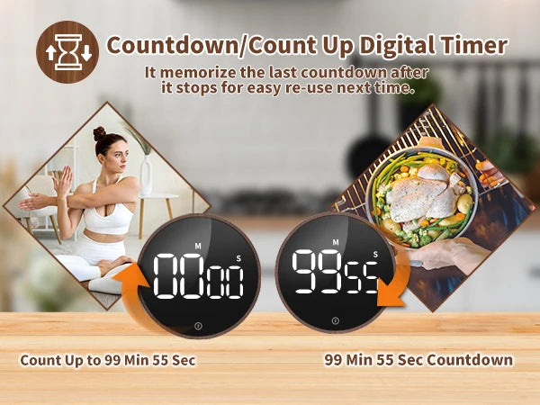 Kitchen Timer Digital Countdown Magnetic Egg Timer For Cooking With Constant Light Function For Classrooms Quiet For Kids Adults