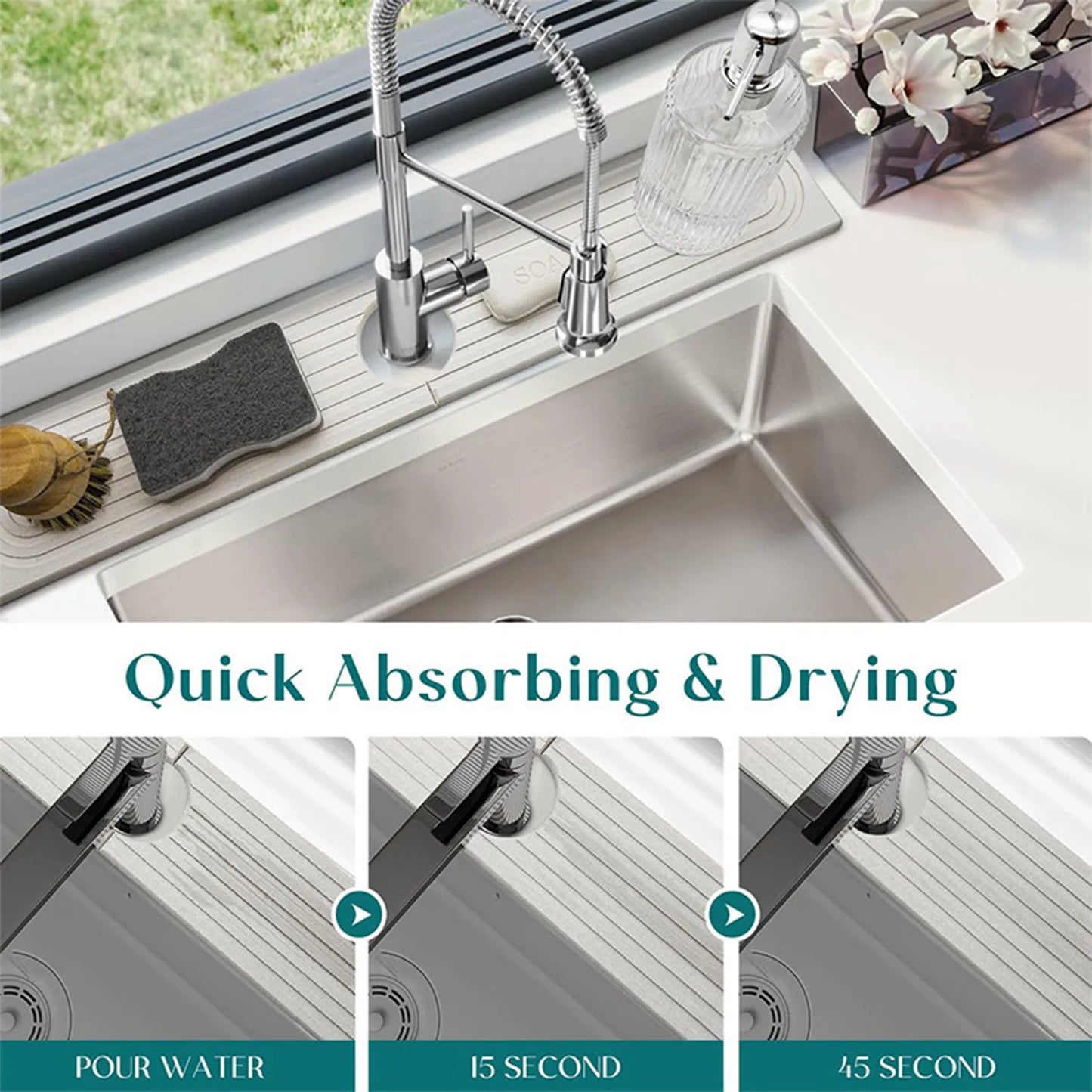 Kitchen Sink Guard Mat Diatomaceous Quick Stone Drying Mat For Kitchen Counter, Super Absorbent, Prevent Moisture Accumulation