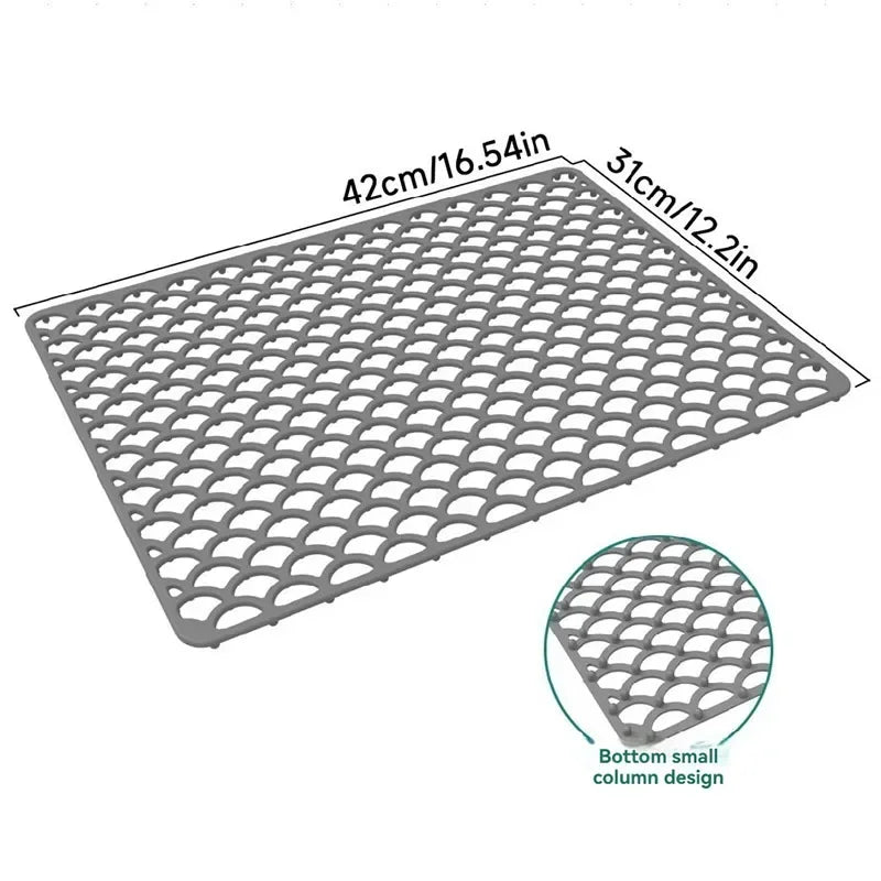Kitchen Silicone Sink Protector Mat Foldable Anti Slip Tableware Drainage Drying Mats Household Multi Functional Desk Pad