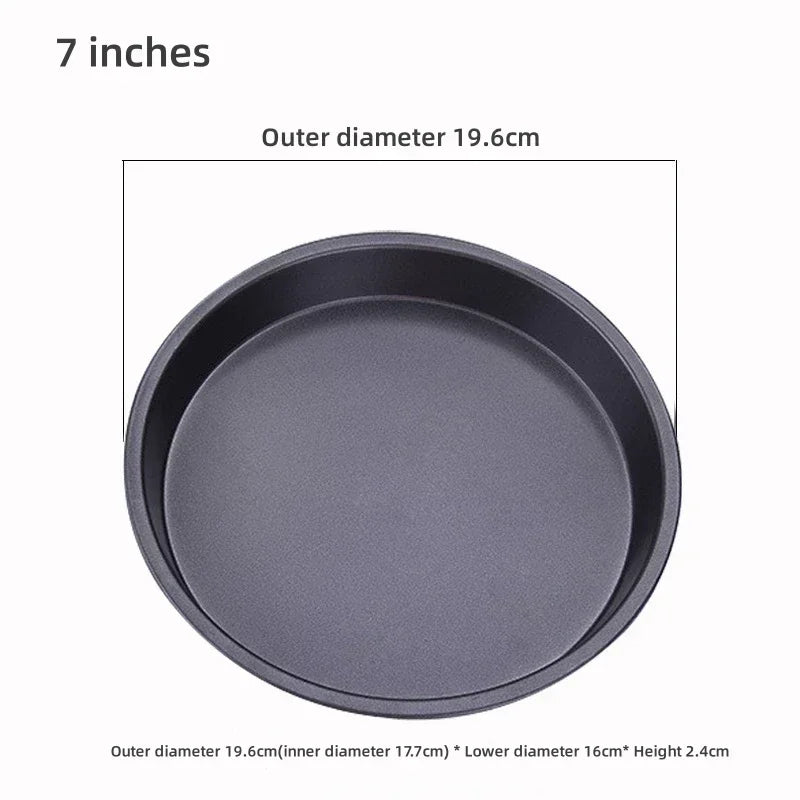 Kitchen Pizza Mould Pan Carbon Steel ware Baking Pan Round Pizza Tray Round Baking Tray Heat-resistant for Home Pie Tins Black