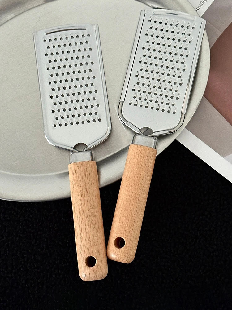 1PC Kitchen Gadgets: Wooden Handle Grater, Small Kitchenware, Stainless Steel Baking Utensils