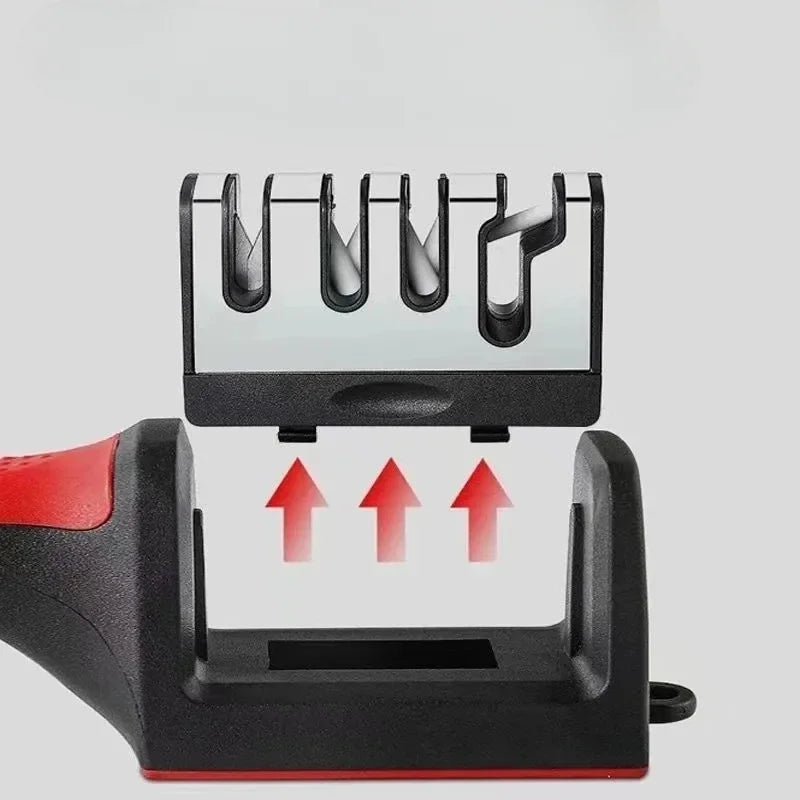 Kitchen 3-Segment Knife Sharpener Household Multi-Functional Hand-Held Three-Purpose Black Sharpening Stone Kitchen Artifacts