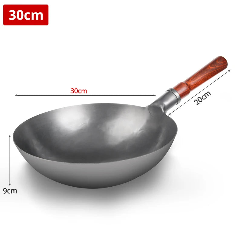 Konco High quality iron pan Non-coating Cooking Pot Kitchen Cookeware,Handmade Hammering Wok Gas Cookware