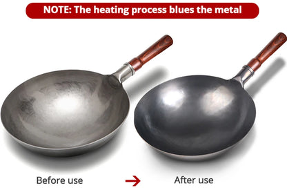 Konco High quality iron pan Non-coating Cooking Pot Kitchen Cookeware,Handmade Hammering Wok Gas Cookware