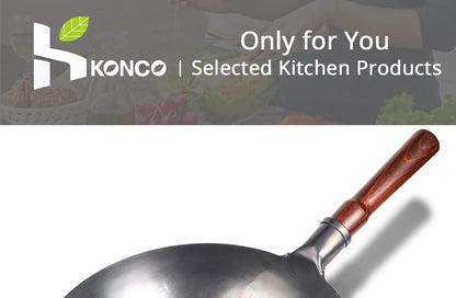 Konco High quality iron pan Non-coating Cooking Pot Kitchen Cookeware,Handmade Hammering Wok Gas Cookware