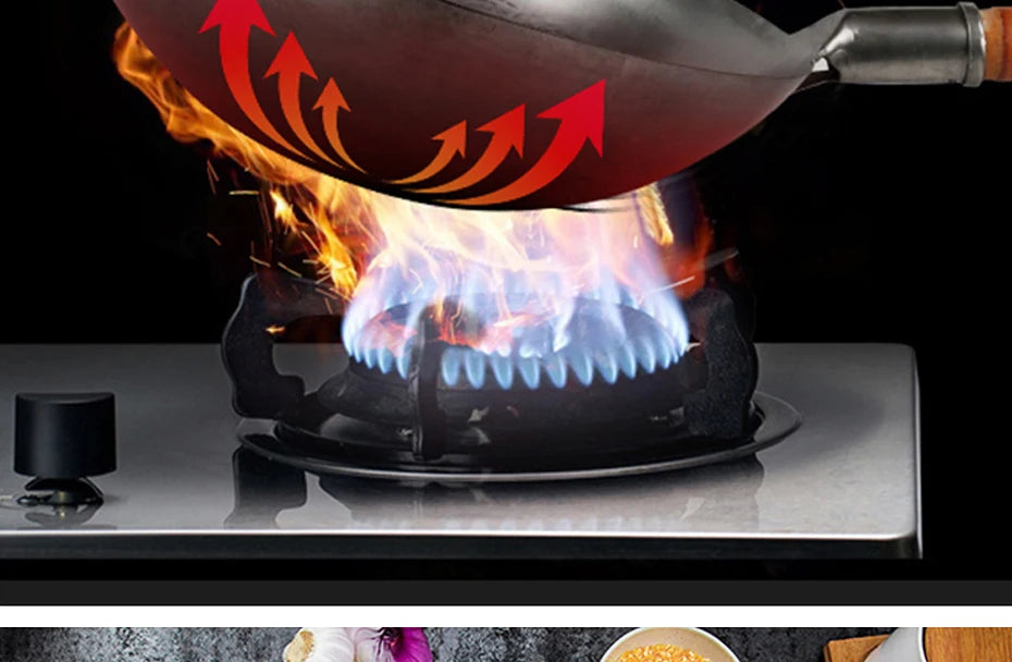 Konco High quality iron pan Non-coating Cooking Pot Kitchen Cookeware,Handmade Hammering Wok Gas Cookware