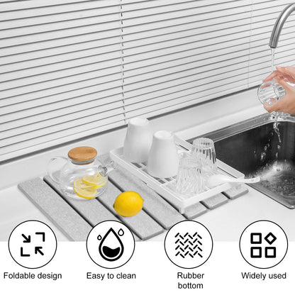 Kitchen Drying Mat Foldable Stone Dish Draining Mat Super Absorbent Mat Quick Dry Stone Drain Pad Kitchen Faucet Placemats