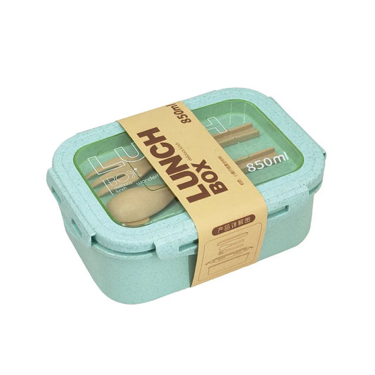 Kitchen 850ml Microwave Lunch Box Wheat Straw Dinnerware Food Storage Container Children Kids School Office Portable Bento Box