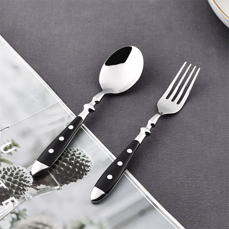 Hotel Western Cutlery Set Stainless Steel Complete Tableware Fork Spoon Knife Full Service Dish Dining Wooden Handle Kitchen