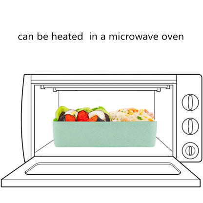 Kitchen 750ml Microwave Lunch Box Wheat Straw Dinnerware Food Storage Container Children Kids School Office Portable Bento Box