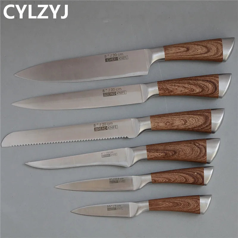 Kitchen Knives Set chef knives sets Stainless Steel Kitchen Knives Scissors Sharpener Chef Slicer Paring Bread Utility Knife