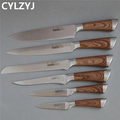 Kitchen Knives Set chef knives sets Stainless Steel Kitchen Knives Scissors Sharpener Chef Slicer Paring Bread Utility Knife