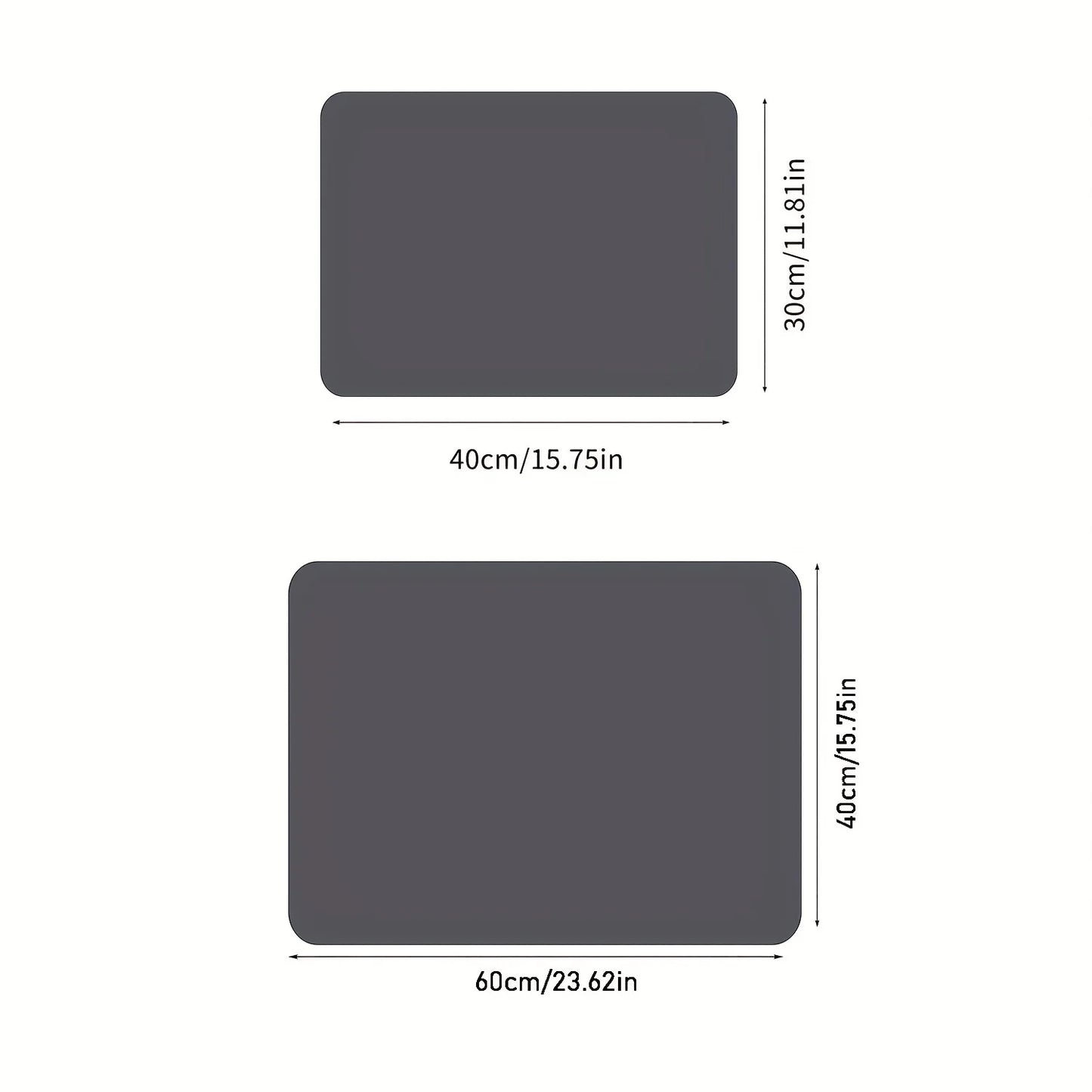 Kitchen Counter Bowl and Plate Drying Pad, with Anti-slip Rubber Back Plate, Heat-resistant, Grey, Suitable for Bowls and Cups