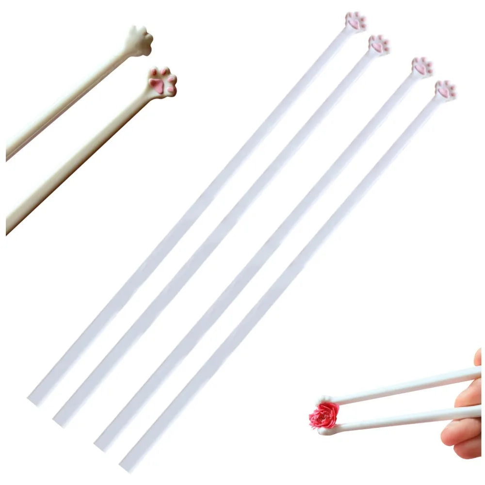 Kitchen Supplies Cute Cat Pink Paw Chopsticks Non-Slip Reusable Cat Paw Chopsticks Durable Cooking Tools Food Clip Gift