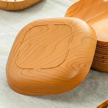 Kitchen Wood Grain Plastic Square Tray Plate Dried Fruit Fruit Cake Snack Plates Simple Snack Tea Art Dish Bone Spitting Dish