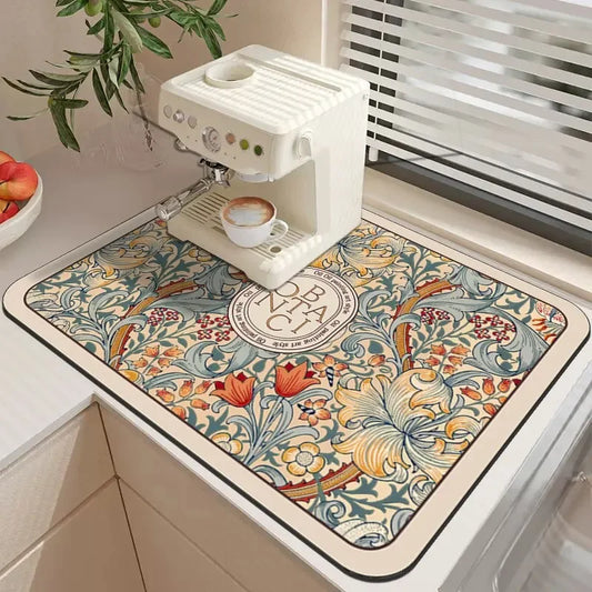 Kitchen drainage diite mat for home dining table absorbent mat tableware no-wash dining table coffee mat bowl plate drying mat