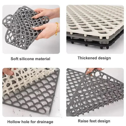 Kitchen Silicone Sink Protector Mat Foldable Anti Slip Tableware Drainage Drying Mats Household Multi Functional Desk Pad