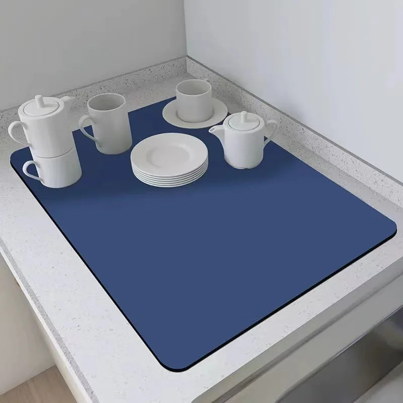 Kitchen Counter Bowl and Plate Drying Pad, with Anti-slip Rubber Back Plate, Heat-resistant, Grey, Suitable for Bowls and Cups