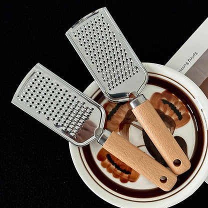 1PC Kitchen Gadgets: Wooden Handle Grater, Small Kitchenware, Stainless Steel Baking Utensils