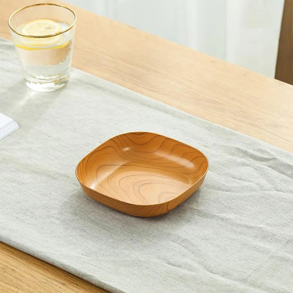Kitchen Wood Grain Plastic Square Tray Plate Dried Fruit Fruit Cake Snack Plates Simple Snack Tea Art Dish Bone Spitting Dish