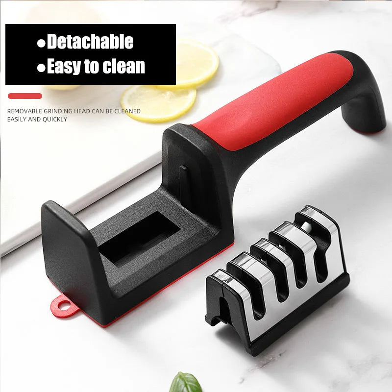 Kitchen 3/4-Segment Knife Sharpener Household Multi-Functional Hand-Held 3/4-Purpose Black Sharpening Stone