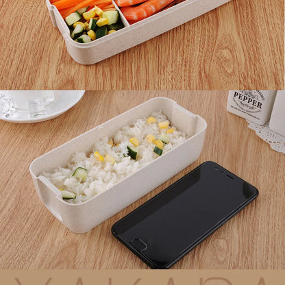 Kitchen 750ml Microwave Lunch Box Wheat Straw Dinnerware Food Storage Container Children Kids School Office Portable Bento Box