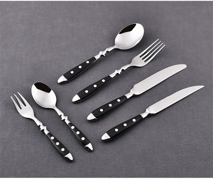 Hotel Western Cutlery Set Stainless Steel Complete Tableware Fork Spoon Knife Full Service Dish Dining Wooden Handle Kitchen