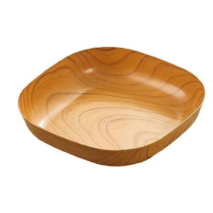 Kitchen Wood Grain Plastic Square Tray Plate Dried Fruit Fruit Cake Snack Plates Simple Snack Tea Art Dish Bone Spitting Dish