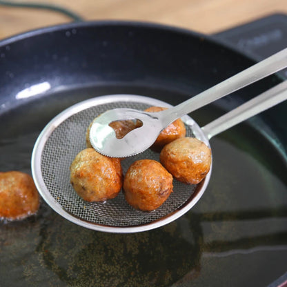 Kitchen tools: stainless steel strainer, oil scoop, fried food scoop, oil scoop, tofu powder sieve, filter screen, food oil clip