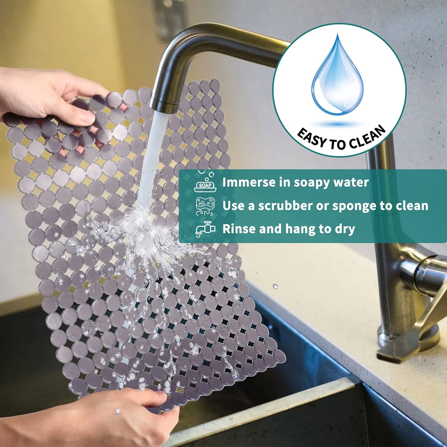 Kitchen Sink Mat Good Grip Anti Slip Sink Mat For Dinnerware Tableware for Stainless Steel/Ceramic Sinks,PVC Eco-friendly Protec