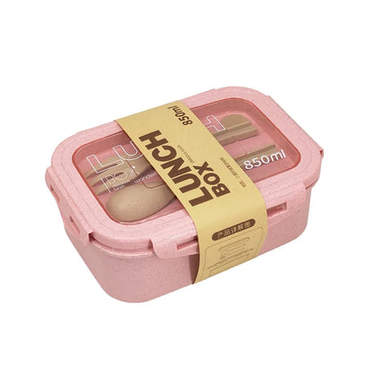 Kitchen 850ml Microwave Lunch Box Wheat Straw Dinnerware Food Storage Container Children Kids School Office Portable Bento Box