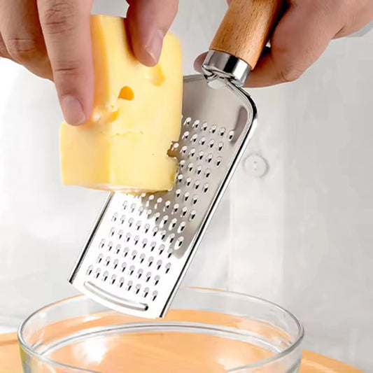1PC Kitchen Gadgets: Wooden Handle Grater, Small Kitchenware, Stainless Steel Baking Utensils