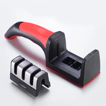 Kitchen 3-Segment Knife Sharpener Household Multi-Functional Hand-Held Three-Purpose Black Sharpening Stone Kitchen Artifacts