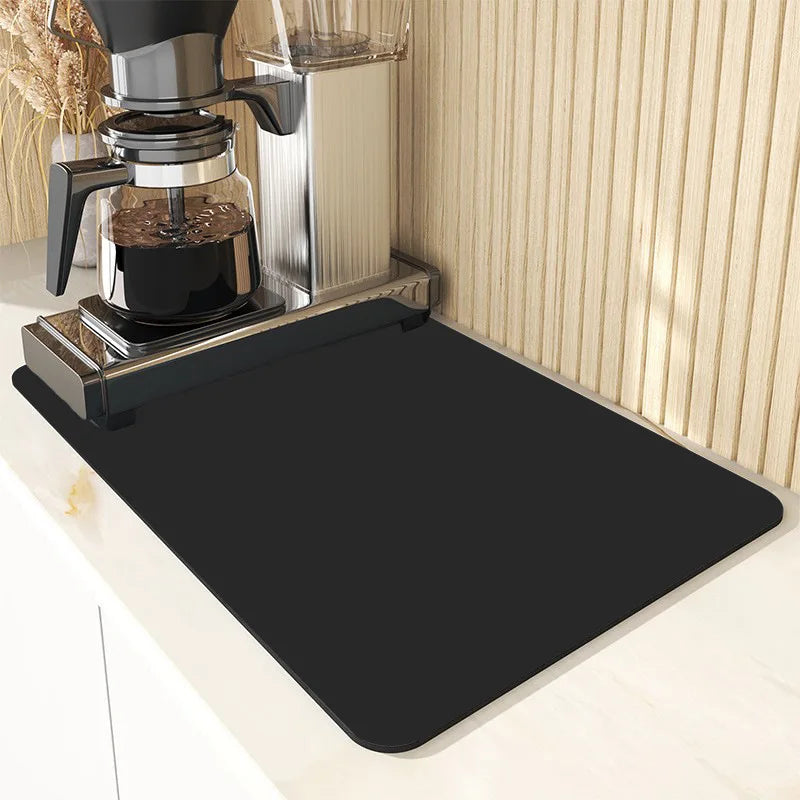 Kitchen Counter Bowl and Plate Drying Pad, with Anti-slip Rubber Back Plate, Heat-resistant, Grey, Suitable for Bowls and Cups