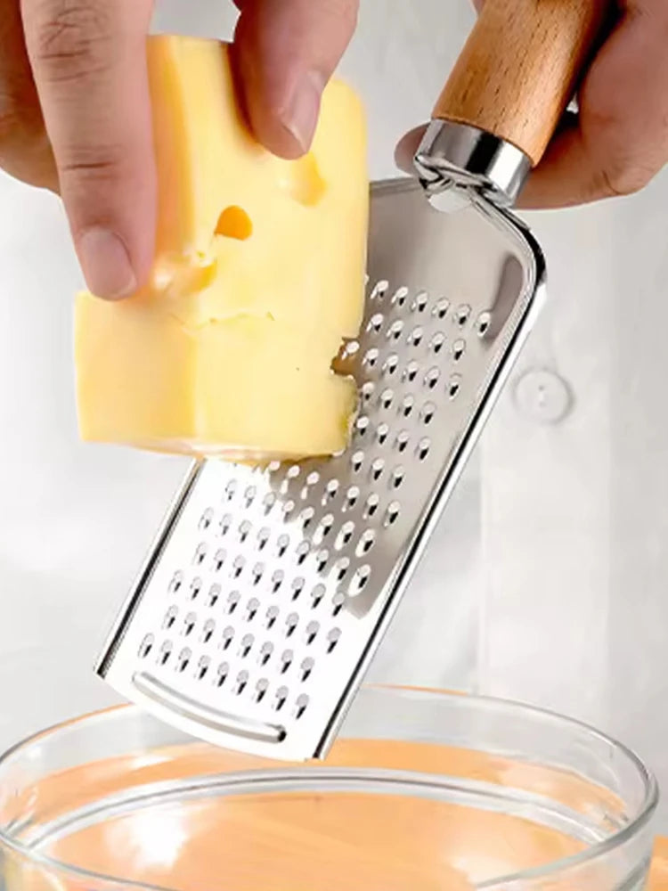 1PC Kitchen Gadgets: Wooden Handle Grater, Small Kitchenware, Stainless Steel Baking Utensils