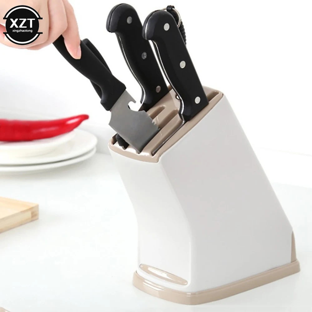 Kitchen Knife Holder Storage Rack Creative Household Supplies Durable Plastic Knife Holder Multifunctional Drainage Cutlery Rack