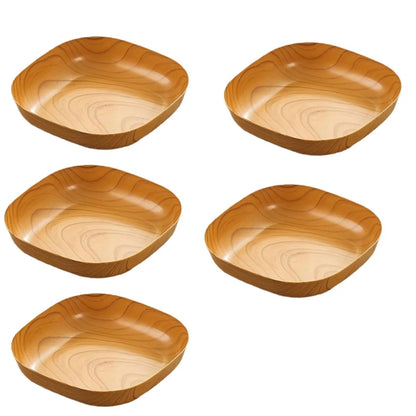 Kitchen Wood Grain Plastic Square Tray Plate Dried Fruit Fruit Cake Snack Plates Simple Snack Tea Art Dish Bone Spitting Dish