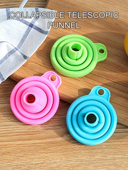 Kitchen Funnel Set, Kitchen Gadget Accessories Foldable Silicone Foldable Funnel for Filling Water Bottles With Liquid Transfer