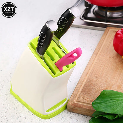 Kitchen Knife Holder Storage Rack Creative Household Supplies Durable Plastic Knife Holder Multifunctional Drainage Cutlery Rack