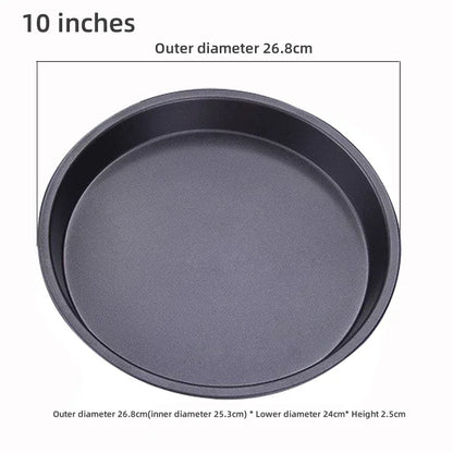 Kitchen Pizza Mould Pan Carbon Steel ware Baking Pan Round Pizza Tray Round Baking Tray Heat-resistant for Home Pie Tins Black