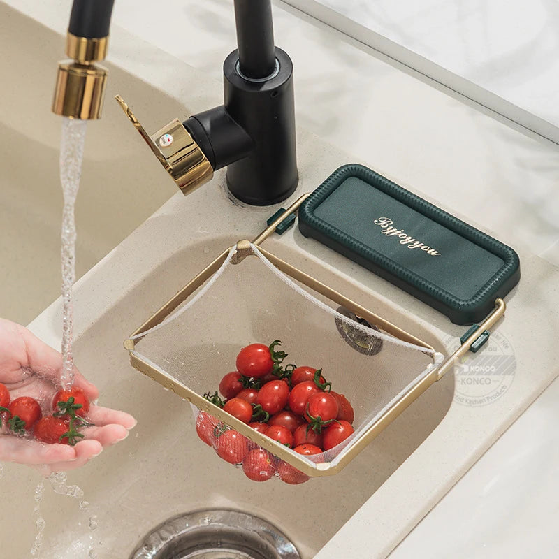 Kitchen Sink Strainer Drain Rack Large Capacity Garbage Drainer Basket Sink Leftovers Filter Vegetable Fruit Storage Sink Filter