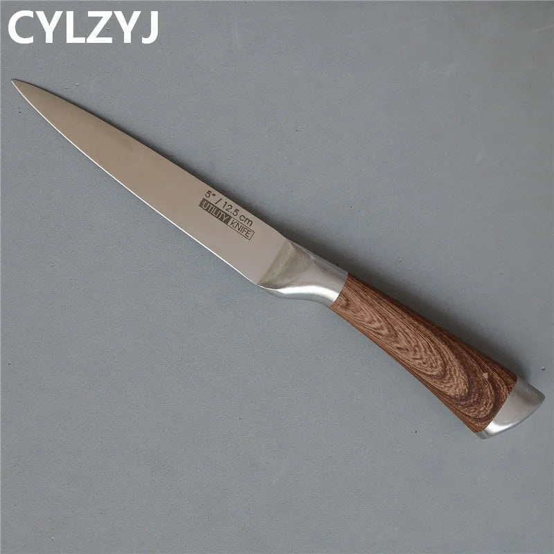 Kitchen Knives Set chef knives sets Stainless Steel Kitchen Knives Scissors Sharpener Chef Slicer Paring Bread Utility Knife
